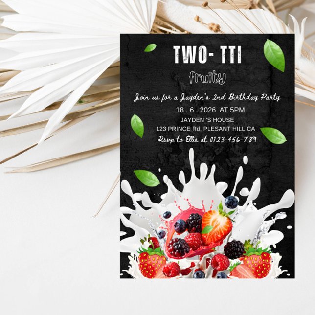 Fun Tropical Tutti Frutti Two Birthday Party Invitation (Creator Uploaded)