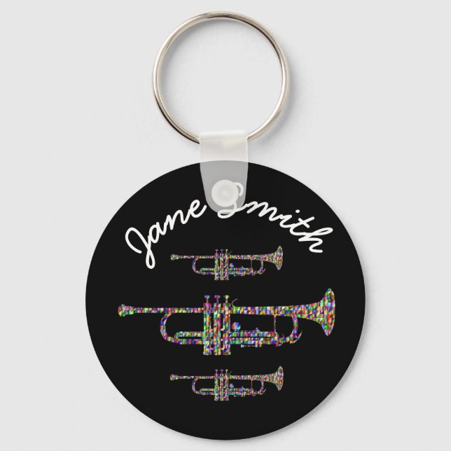 Fun trumpet musical instrument keychain (Front)