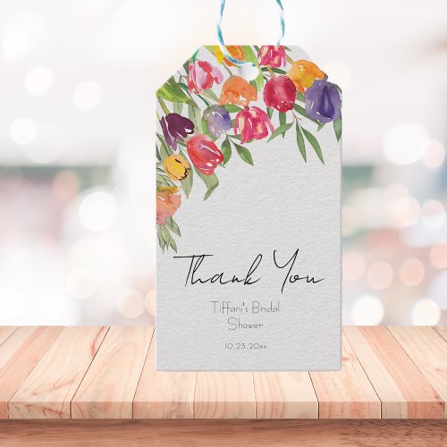 Fun Tulips and Greenery Bridal Shower Thank You Gift Tags
