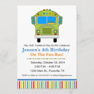 Fun Tumble Bus Birthday Party Invitation