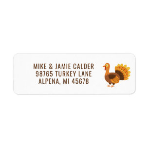 Fun Turkey Illustration Thanksgiving Label