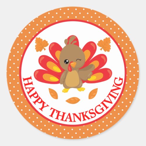 Fun Turkey Thanksgiving Classic Round Sticker