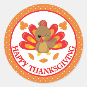 Fun Turkey Thanksgiving Classic Round Sticker