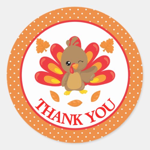 Fun Turkey Thanksgiving Thank You Classic Round Sticker