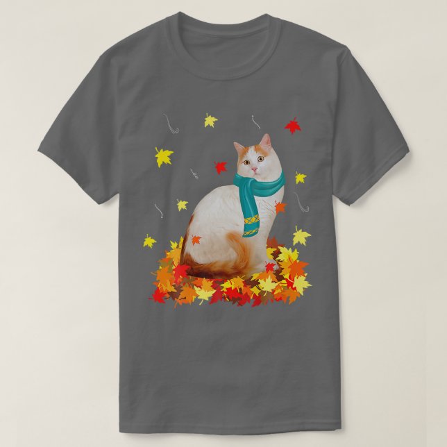 Fun Turkish Van Thanksgiving Autumn Cat Lover Gift T-Shirt (Design Front)