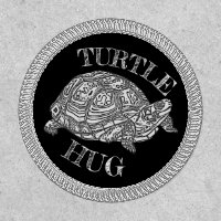 Fun Turtle Hug Black and White Animal Illustration