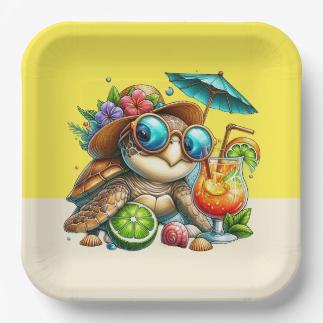 Fun Turtles Gathering  Paper Plates (Front)