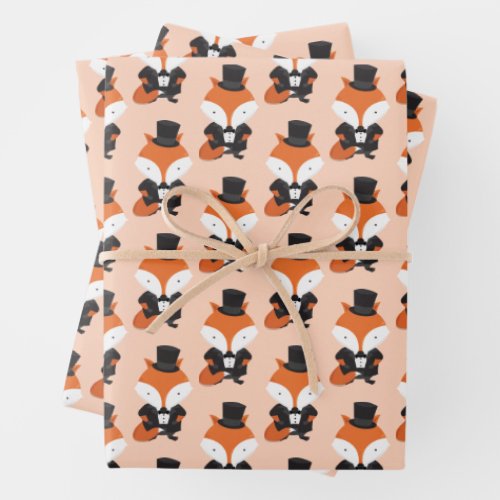Fun Tuxedo Fox Animal Wrapping Paper Sheets