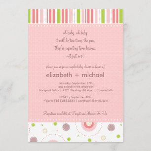Fun Twin Girl Couples Baby Shower Invitation