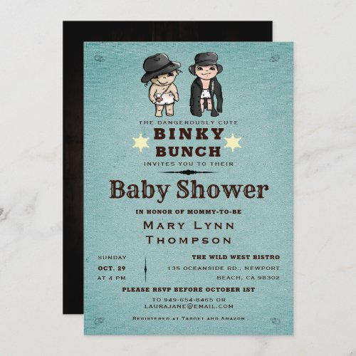 Fun Twins Binky Bunch Western Baby Shower Invitation