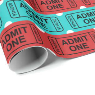 Fun two color movie ticket party pattern wrap wrapping paper
