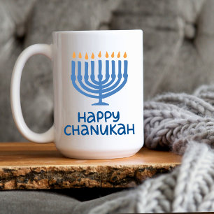 Fun Typography Happy Chanukah Large. Mug