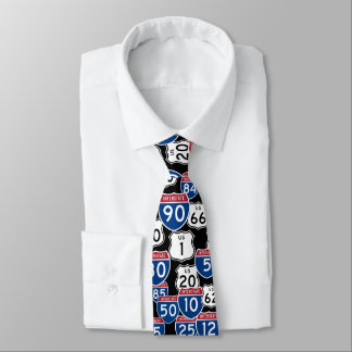 Fun U.S. Highway Signs Random Pattern Neck Tie