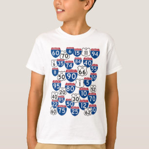 Fun U.S. Highway Signs Random Pattern T-Shirt