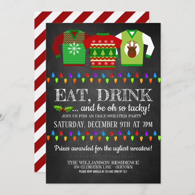 Fun Ugly Christmas Sweater Party Invitation (Front/Back)