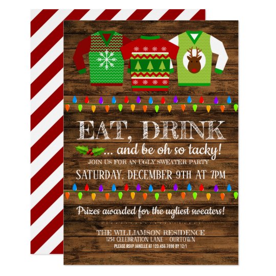 Fun Ugly Christmas Sweater Party Invitation Zazzle