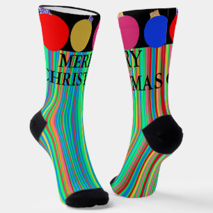 Fun Ugly Chrristmas Geometric Stripes Ornaments Socks