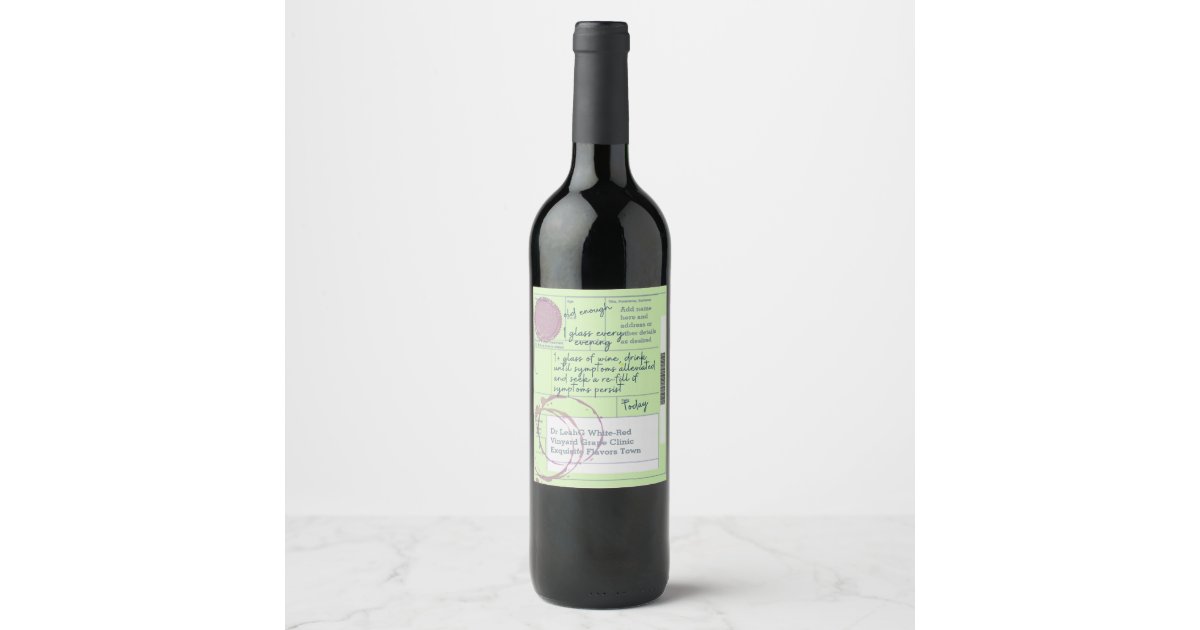 Fun UK Prescription For WINE Personalized Gift Wine Label | Zazzle