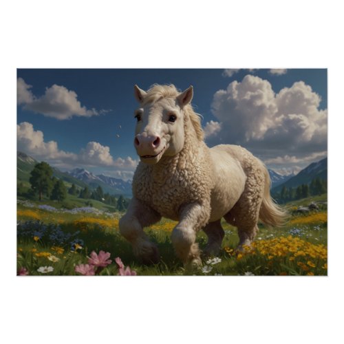 Fun Ukrainian Woolly_tufted Horse Poster