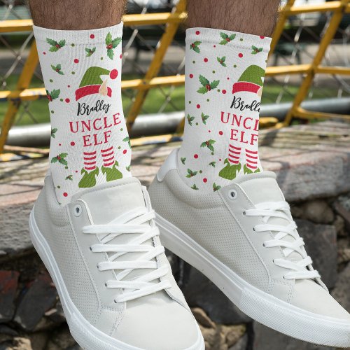 Fun Uncle Elf Name Christmas Socks