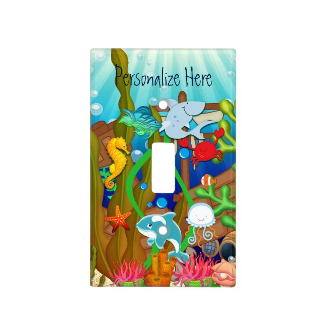 Fun under the sea Fish Children's Kids Bedroom Light Switch Cover (Front)