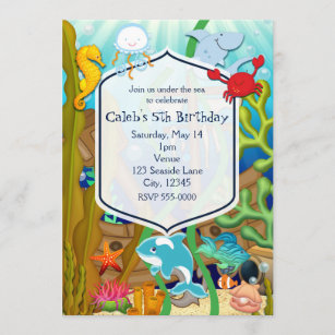 Fun under the sea kids birthday party Invitations