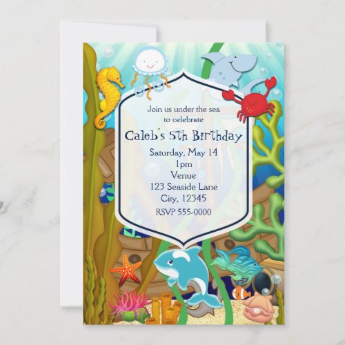 Fun under the sea kids birthday party Invitations