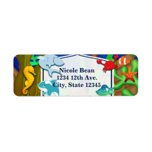 Fun under the sea kids birthday party label