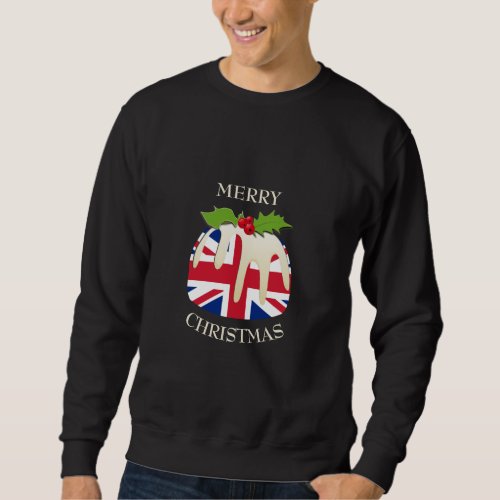 Fun  UNION JACK UK  Christmas Pudding Sweatshirt