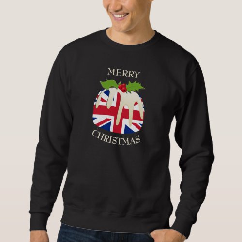 Fun  UNION JACK UK  Christmas Pudding Sweatshirt