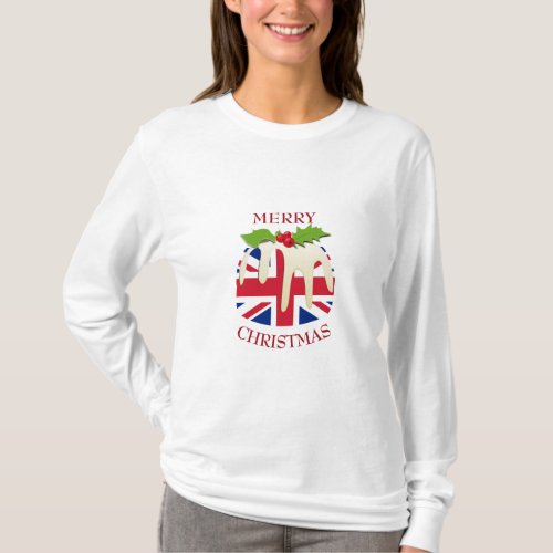 Fun  UNION JACK UK  Christmas Pudding T_Shirt