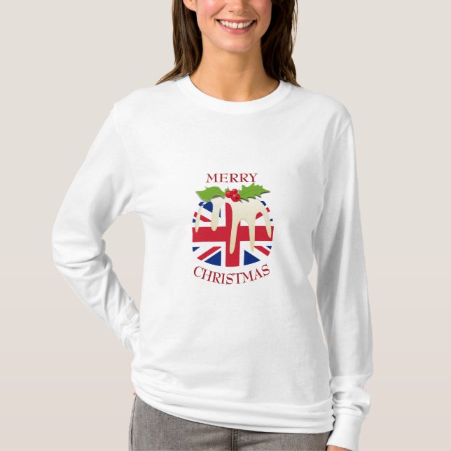 Fun | UNION JACK UK | Christmas Pudding T-Shirt (Front)
