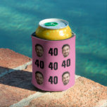 Fun Unique 40th Birthday Photo Cool Retro Can Cool Can Cooler<br><div class="desc">Fun 40th birthday photo can cooler in retro bold yellow design. Year is customizable to suit any birthday year! To get the cutout effect please use a png file with background already cut out. If not, photo will appear as a circle surrounded by it's own background, just like the preview...</div>