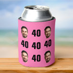 Fun Unique 40th Birthday Photo Cool Retro Can Cool Cooler<br><div class="desc">Fun 40th birthday photo can cooler in retro bold yellow design. Year is customizable to suit any birthday year! To get the cutout effect please use a png file with background already cut out. If not, photo will appear as a circle surrounded by it's own background, just like the preview...</div>