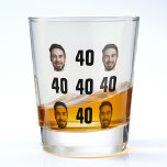 Fun Unique 40th Birthday Photo Cool Retro Shot Glass<br><div class="desc">Fun 40th birthday photo shot glass in a retro pattern design. Year is customizable to suit any birthday year! To get the cutout effect please use a png file with background already cut out. If not, photo will appear as a circle surrounded by it's own background, just like the preview...</div>