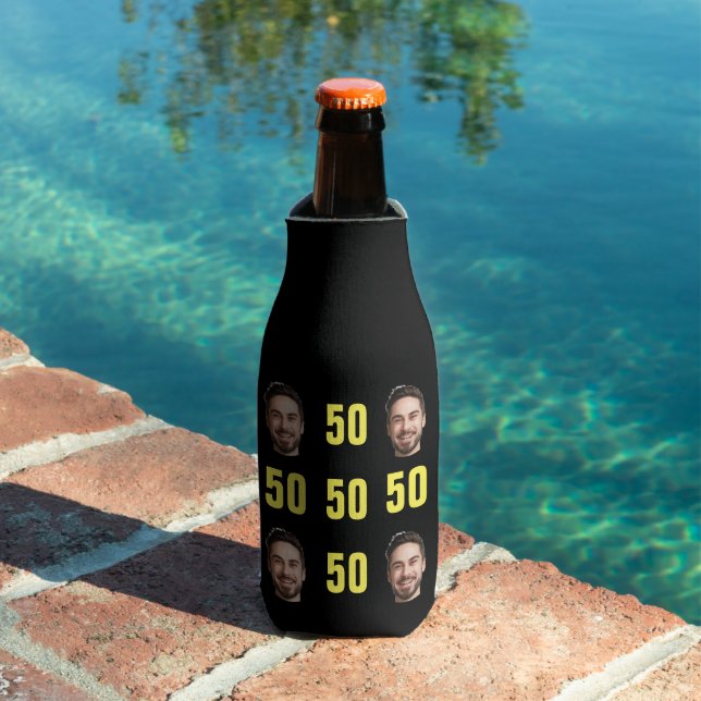 Fun Unique 50th Birthday Photo Cool Retro Bottle Cooler (In Situ Pool)