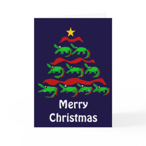 Fun Unique Alligator Art Christmas Tree Holiday Card