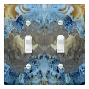 Fun Unique Blue Amber Geode Crystal Rock Pattern Light Switch Cover