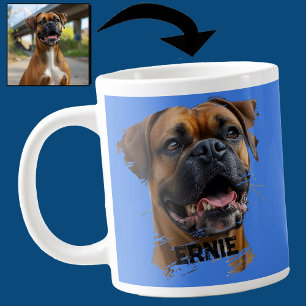 Fun Unique Boxer Dog Dad Lover Photo Blue Giant Coffee Mug