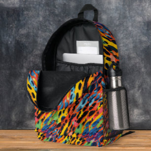 Fun Unique Colorful Wild Animal Print Safari Paint Printed Backpack