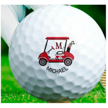 Fun Unique Custom Cart Monogram Name Golf Balls