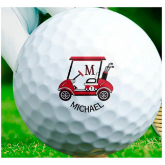 Fun Unique Custom Cart Monogram Name Golf Balls