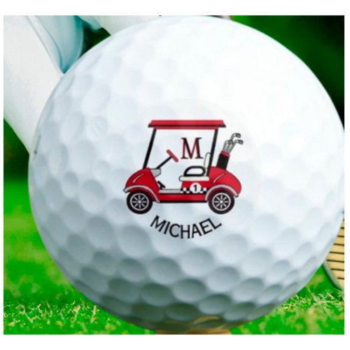 Fun Unique Custom Cart Monogram Name Golf Balls
