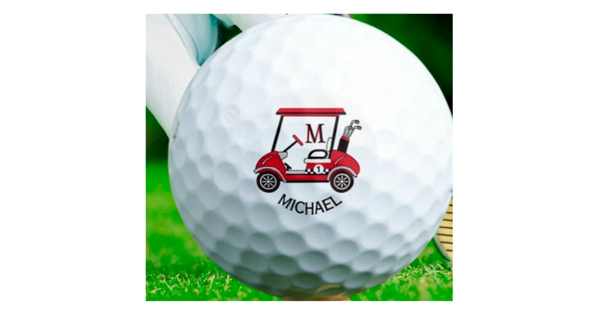 Fun Unique Custom Cart Monogram Name Golf Balls | Zazzle
