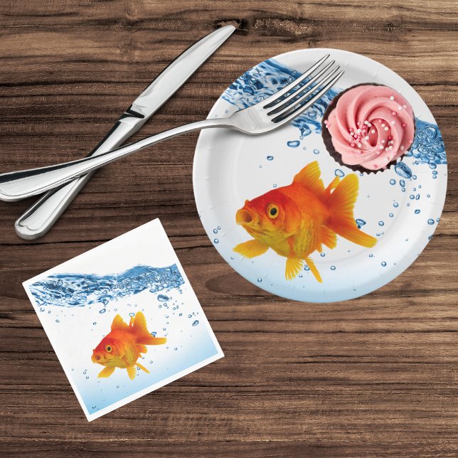 Fun Unique Goldfish Fish Bowl Water Paper Plates (Creator Uploaded)