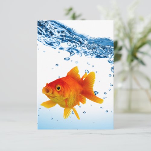 Fun Unique Goldfish Fish Bowl Water Thank You Card