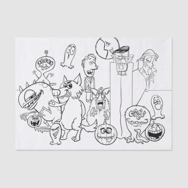 FUN UNIQUE HALLOWEEN MONSTER Tissue Paper (Front)