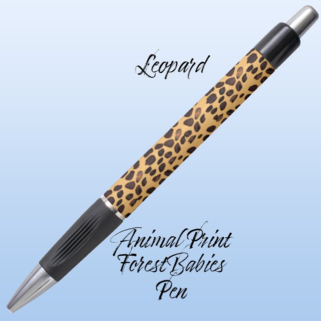 Fun Unique Leopard Safari Jungle Animal Print 🐆 Pen (Leopard Spot Animal Print Customizable ForestBabies Pen 🐆)
