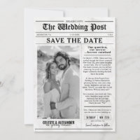 Fun Unique Newspaper Save the Date Photo Wedding