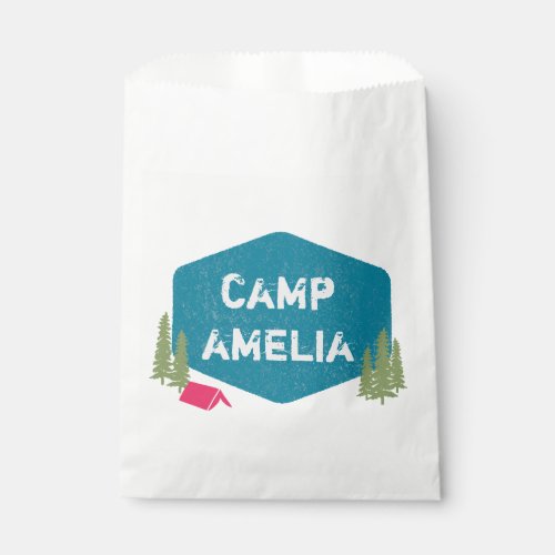 Fun Unique Personalized Camp Birthday Party Pink Favor Bag